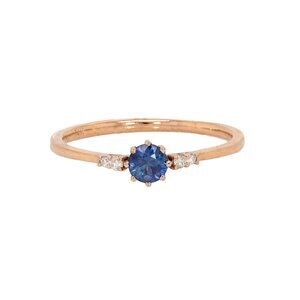 Ceylon Blue Sapphire Ring in Solid 14K Rose Gold with Diamond Accents
